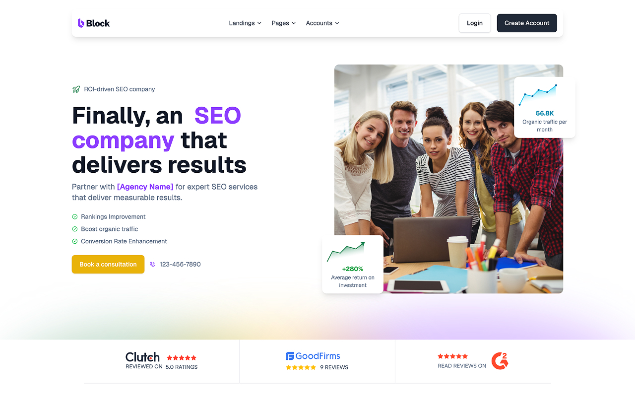 Download SEO digital marketing agency landing page